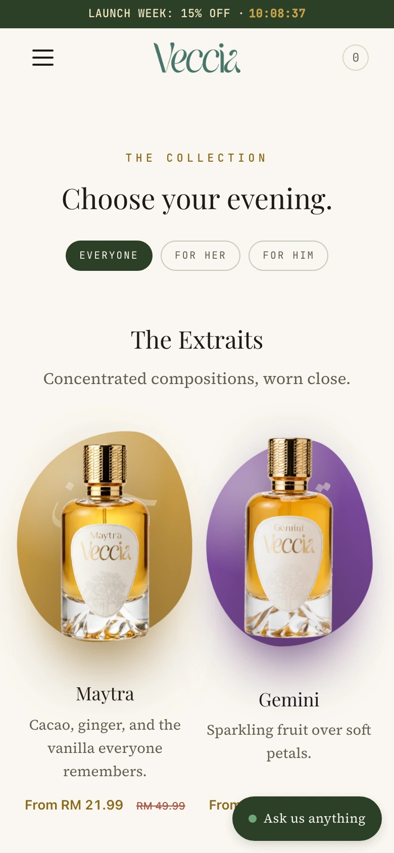 The twelve scent shop grid on mobile